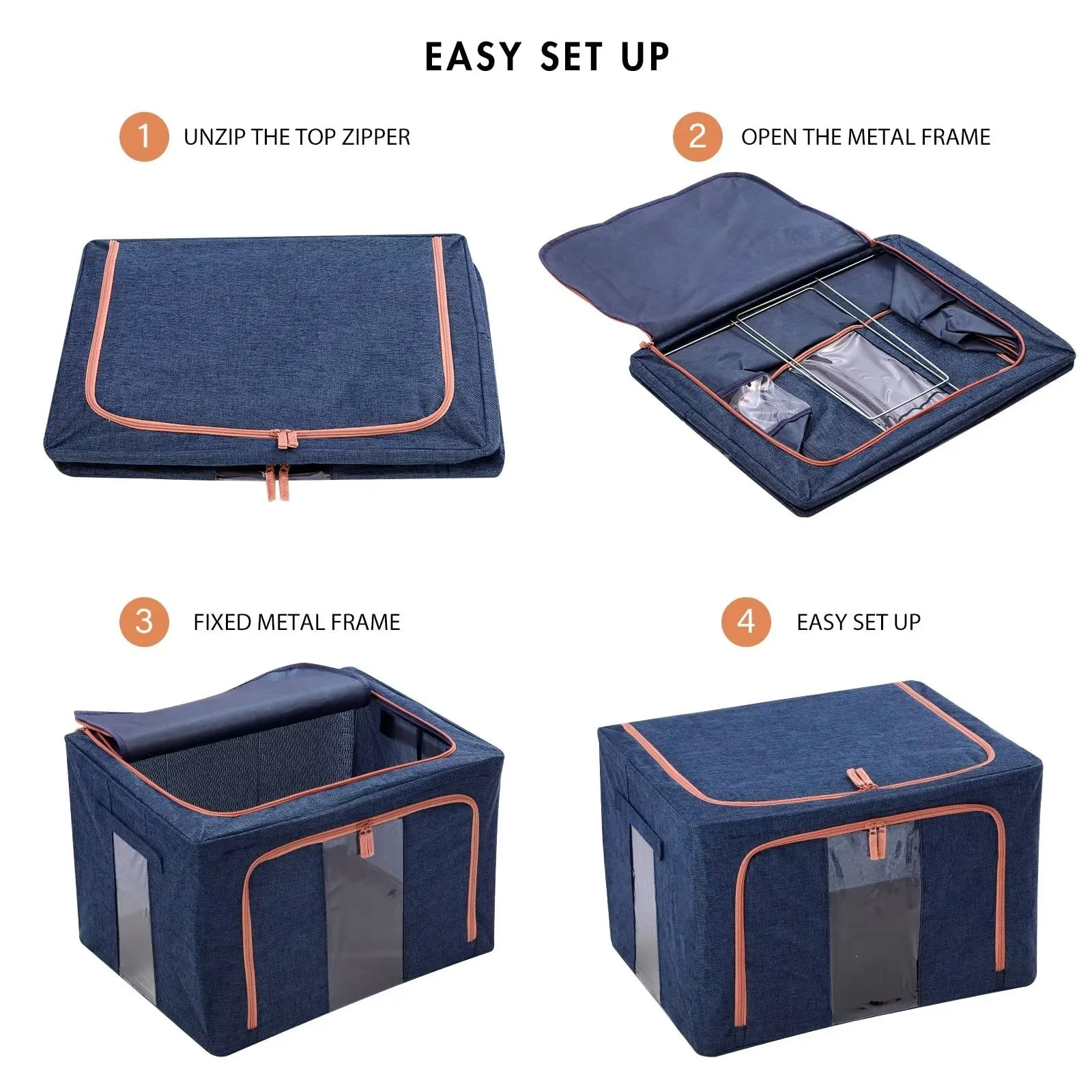 24L Cloth Storage Box Closet Organizer Storage Bags Clothes Storage Bags Wardrobe Organizer Idea Blue