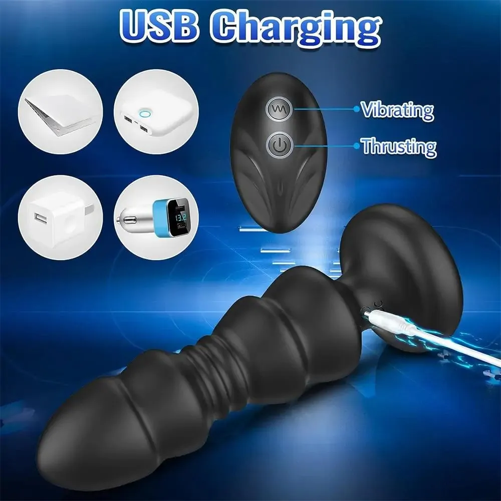 Anal Plug Vibrator With 5 Vibrating & Thrusting Modes Prostate Massager