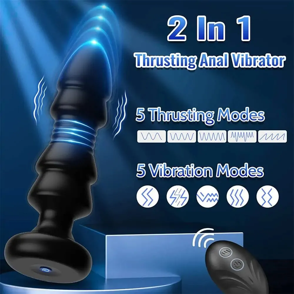 Anal Plug Vibrator With 5 Vibrating & Thrusting Modes Prostate Massager