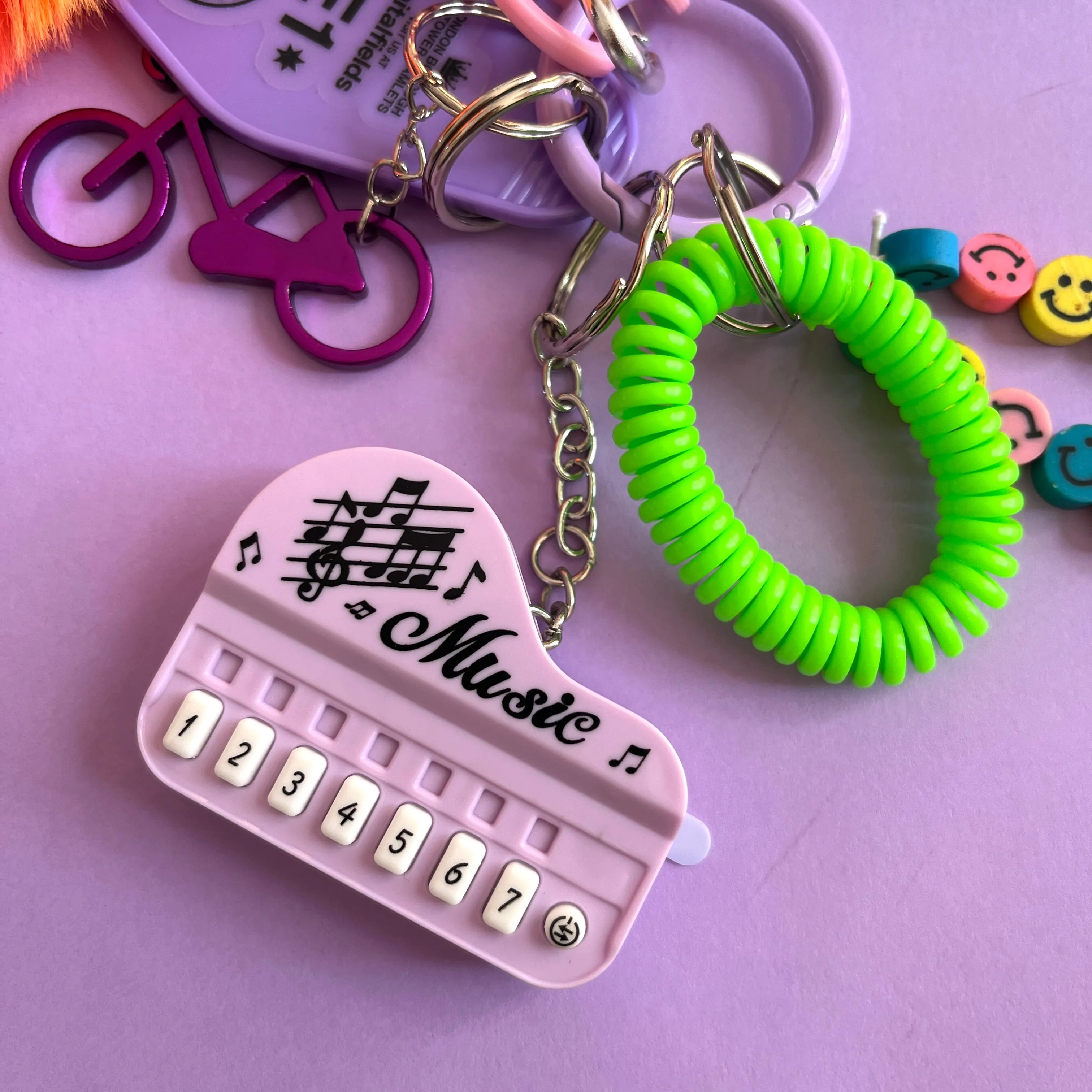 Bag charm and keyring neon fluffy