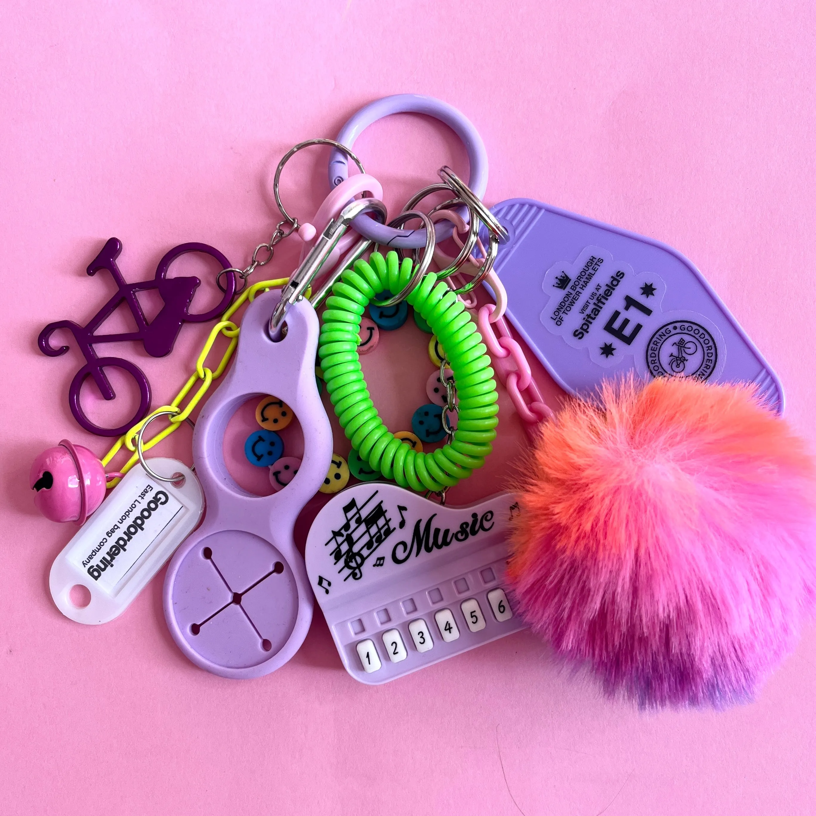 Bag charm and keyring neon fluffy