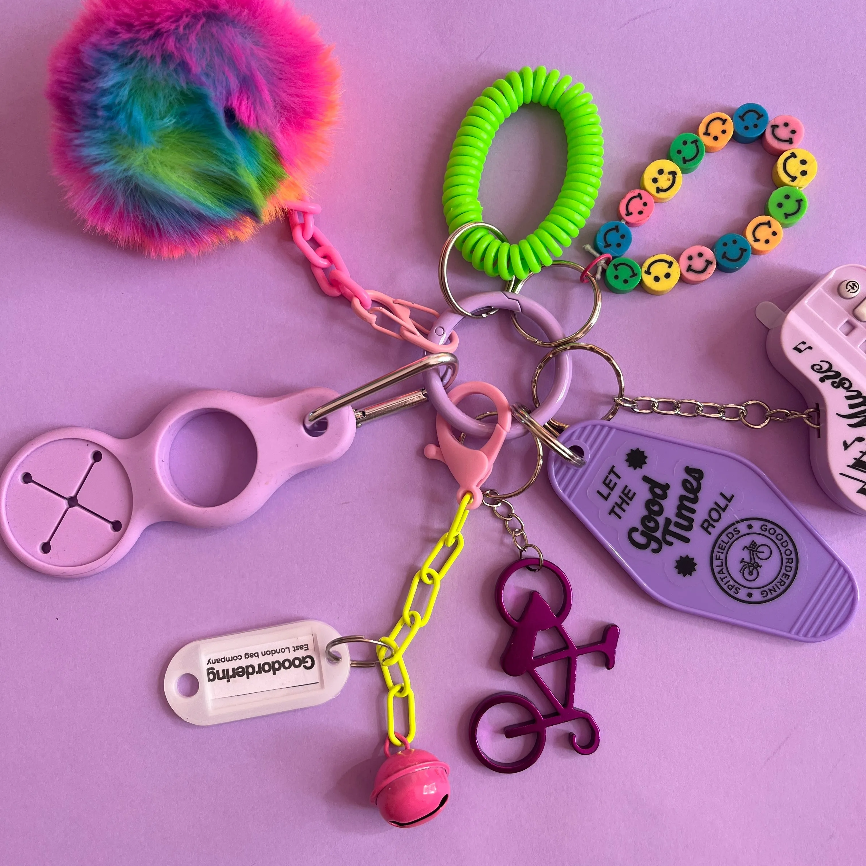 Bag charm and keyring neon fluffy