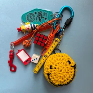 Bag charm crocheted smiley