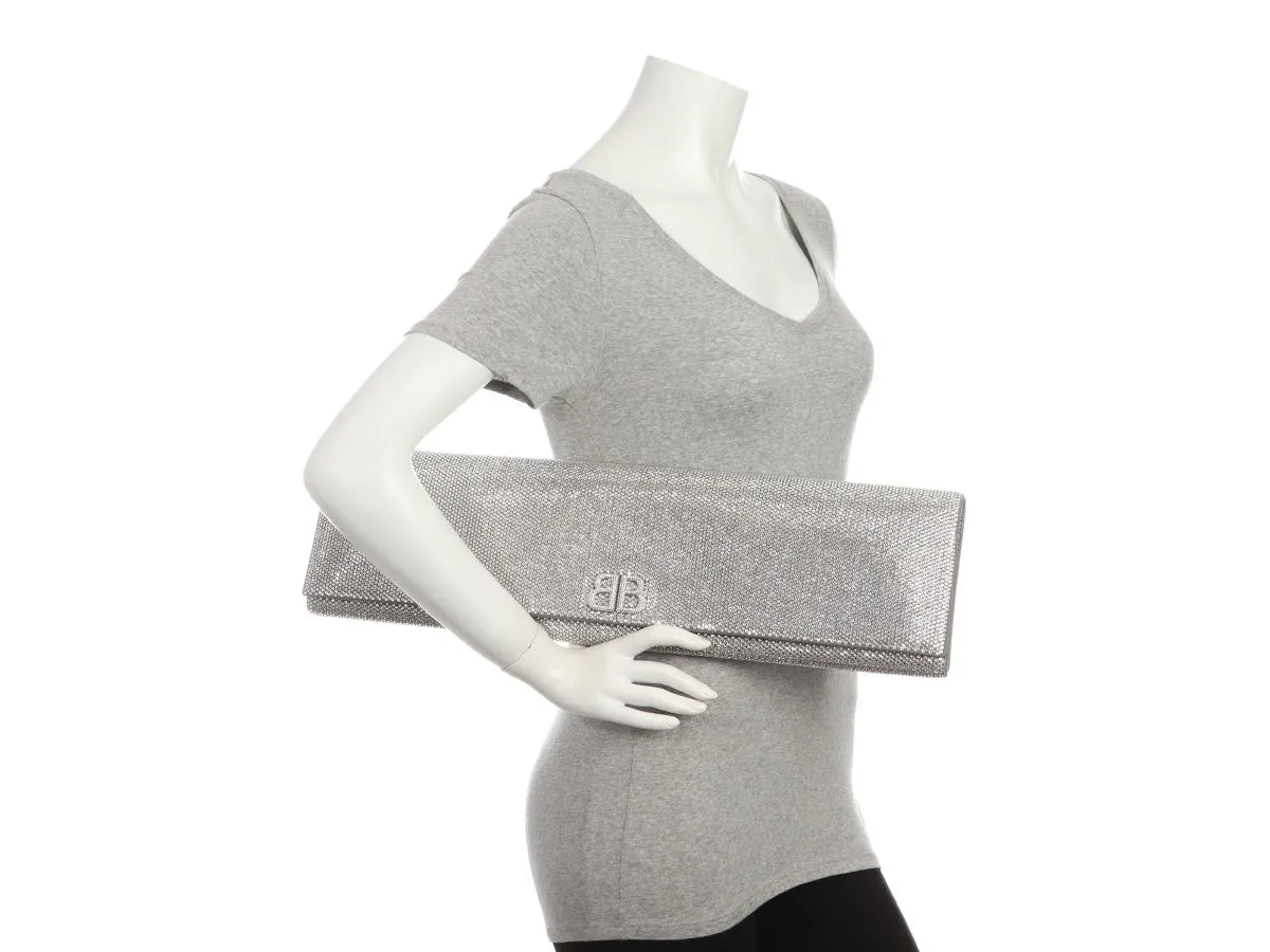 Balenciaga Silver Crystal Maxi Clutch