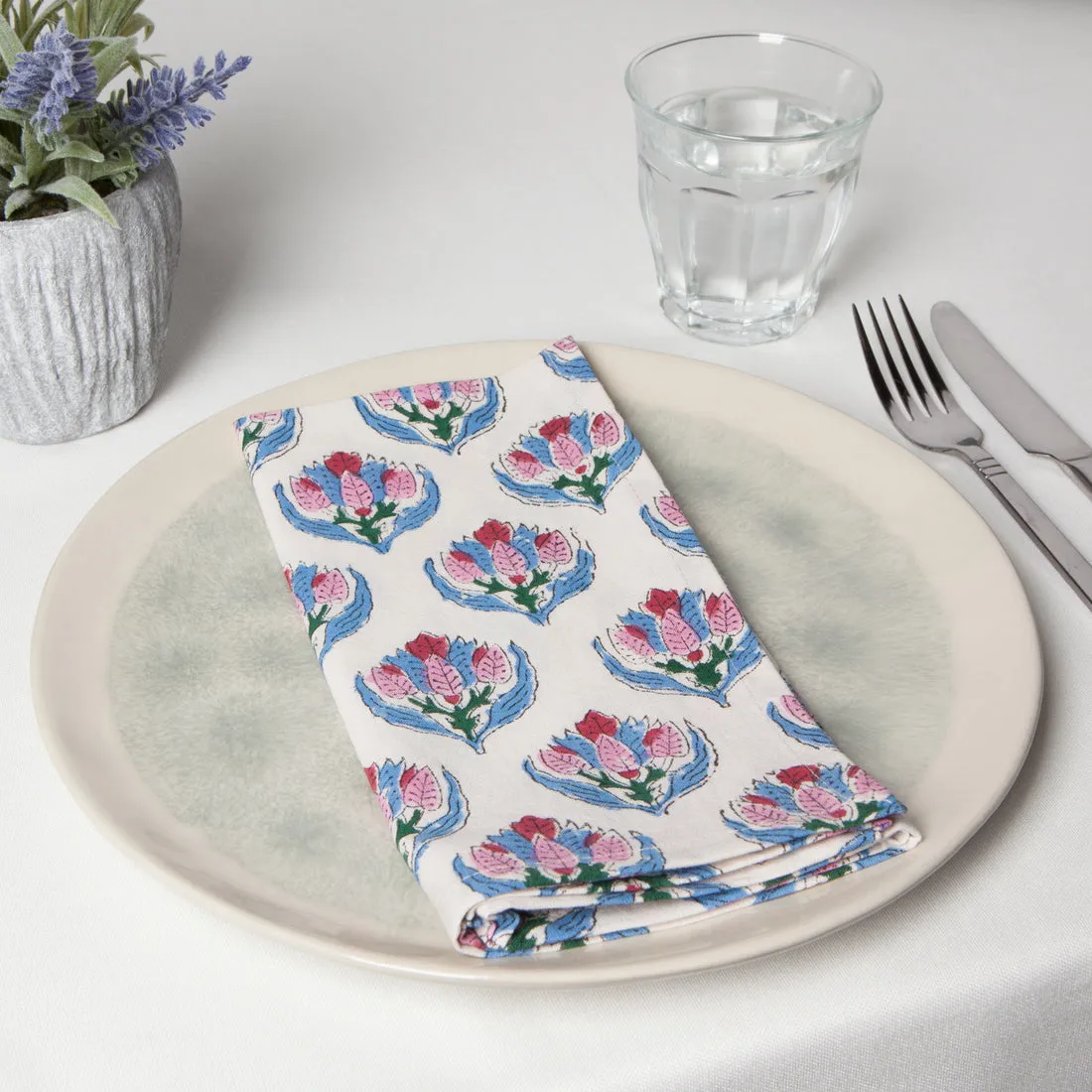 Bouquet Block Print Napkins - Set of 4