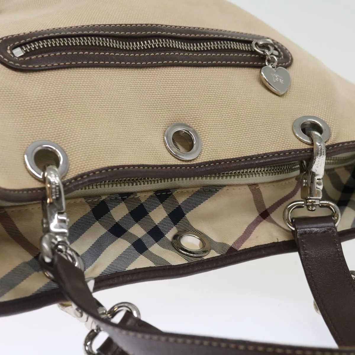 BURBERRY Blue Label Hand Bag Canvas Beige  bs13611