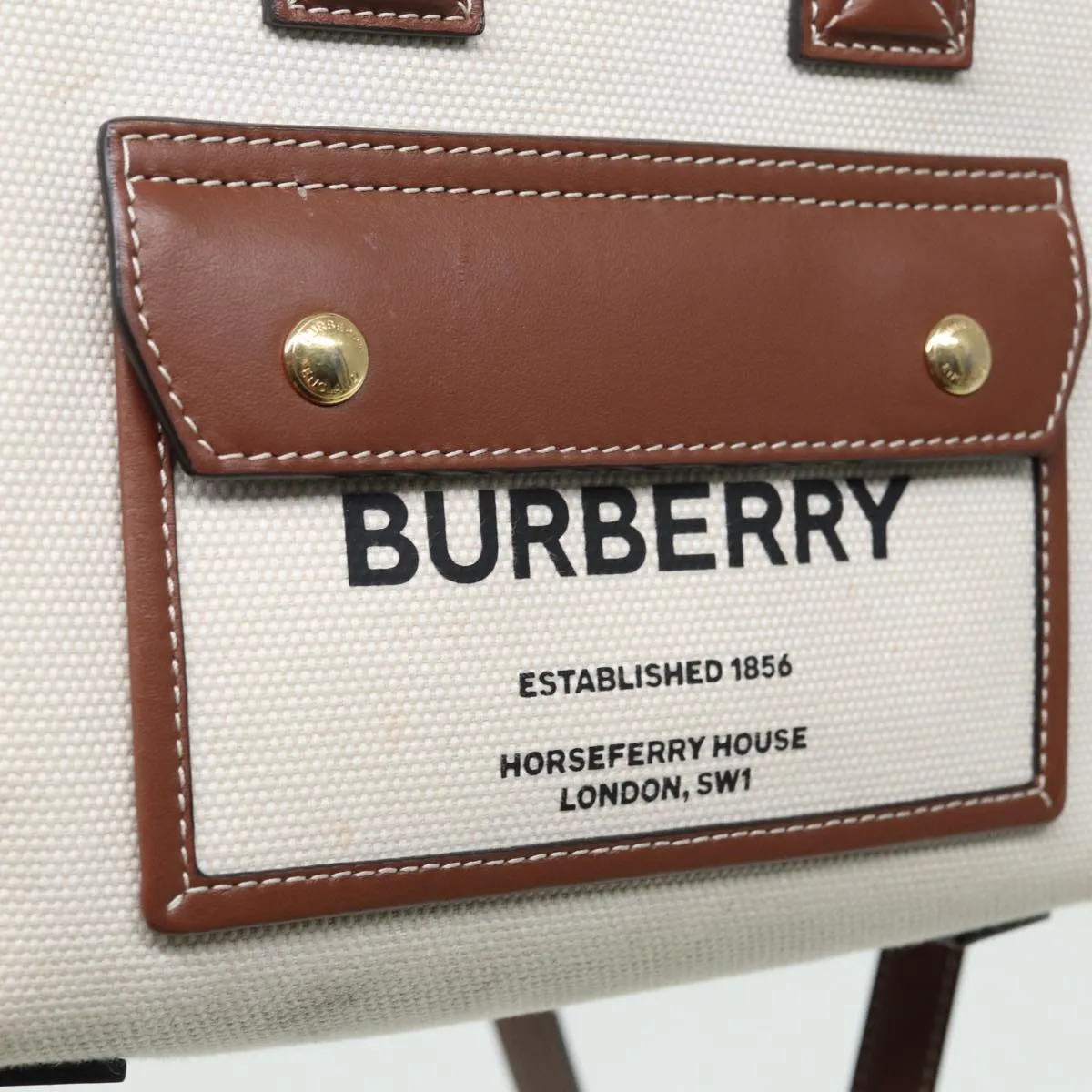 BURBERRY Hand Bag Canvas Leather Beige  yb635