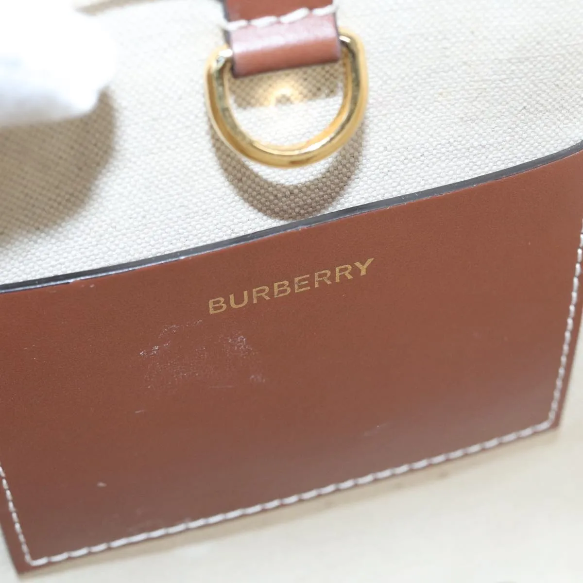 BURBERRY Hand Bag Canvas Leather Beige  yb635