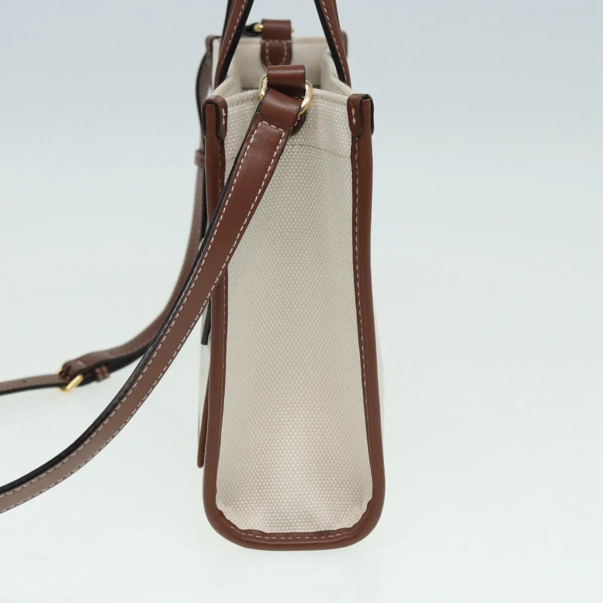 BURBERRY Hand Bag Canvas Leather Beige  yb635