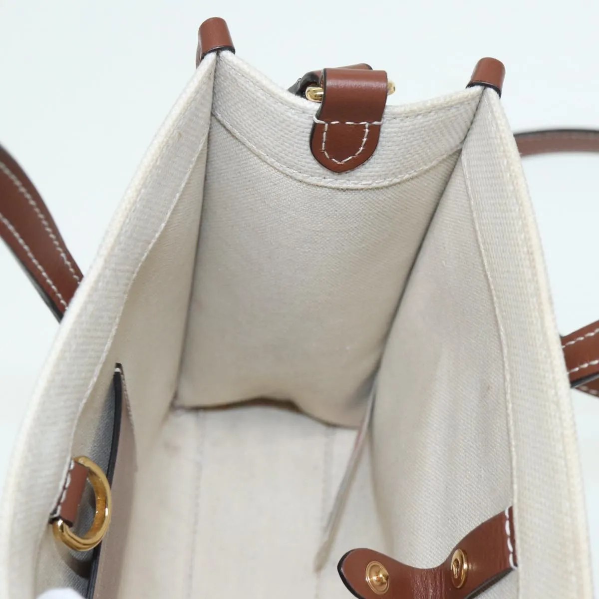 BURBERRY Hand Bag Canvas Leather Beige  yb635