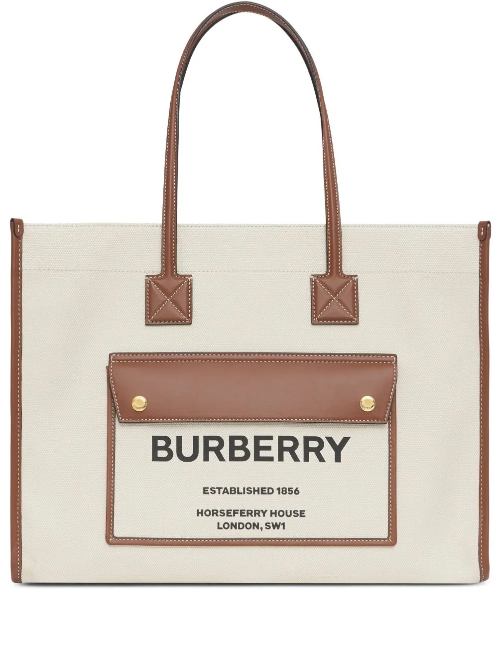 BURBERRY - Women Medium Two-Tone Canvas & Leather Freya Bag