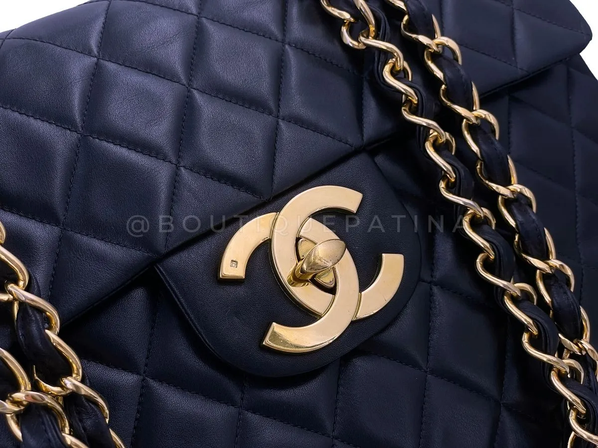 Chanel 1994 Vintage Maxi "Jumbo XL" Classic Flap Bag Black 24k GHW