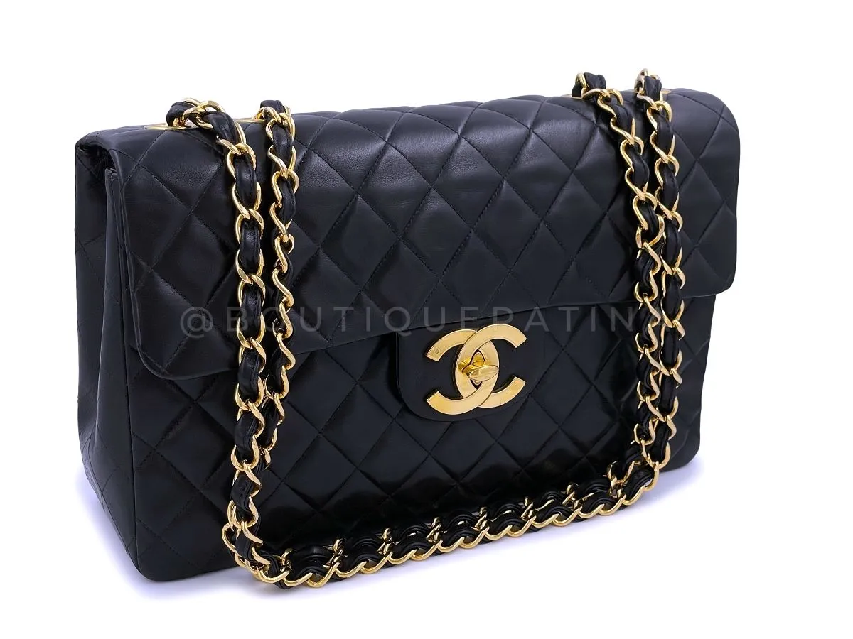 Chanel 1994 Vintage Maxi "Jumbo XL" Classic Flap Bag Black 24k GHW