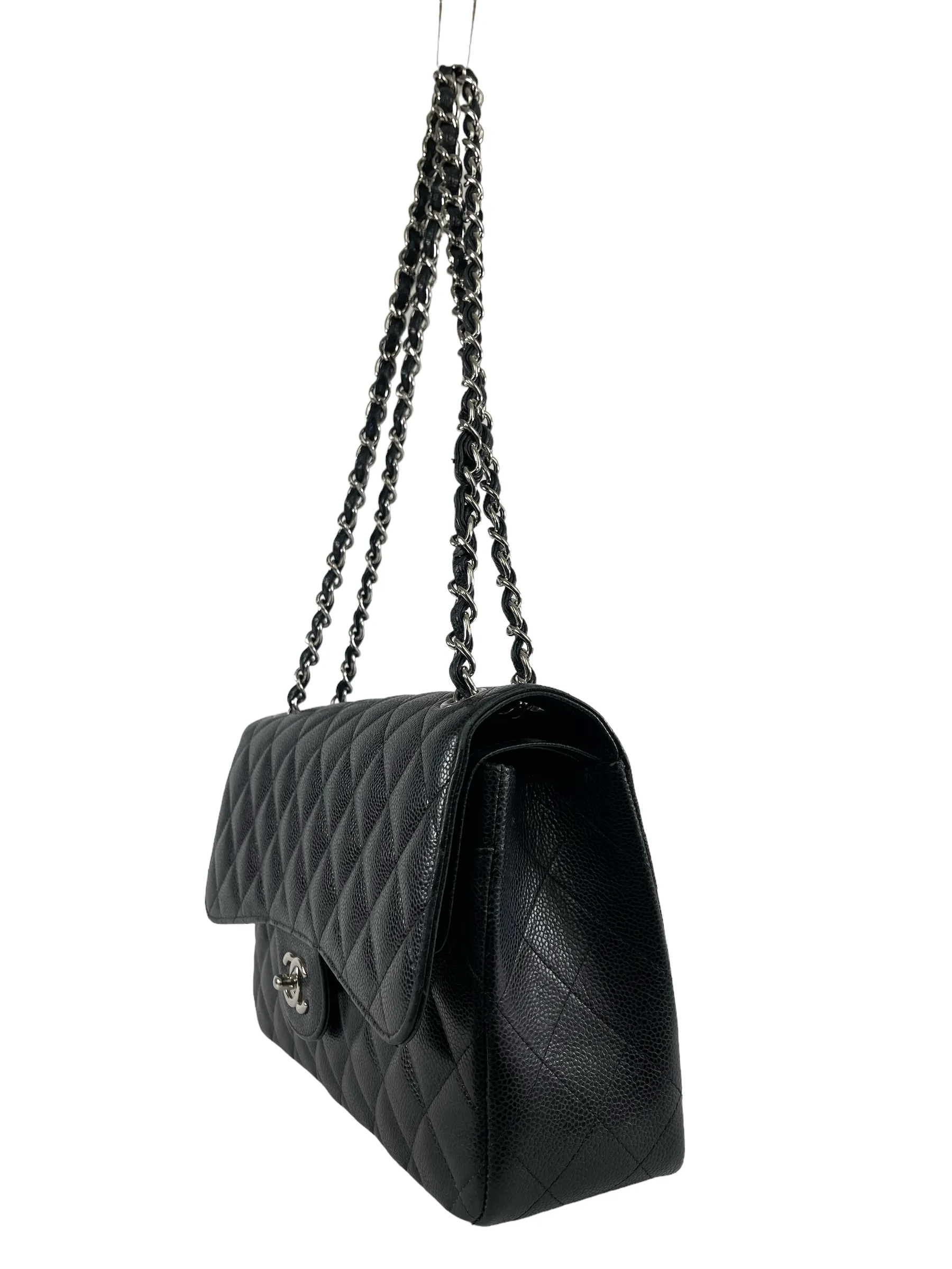 Chanel Black Caviar Leather 'Jumbo Double Flap' Bag