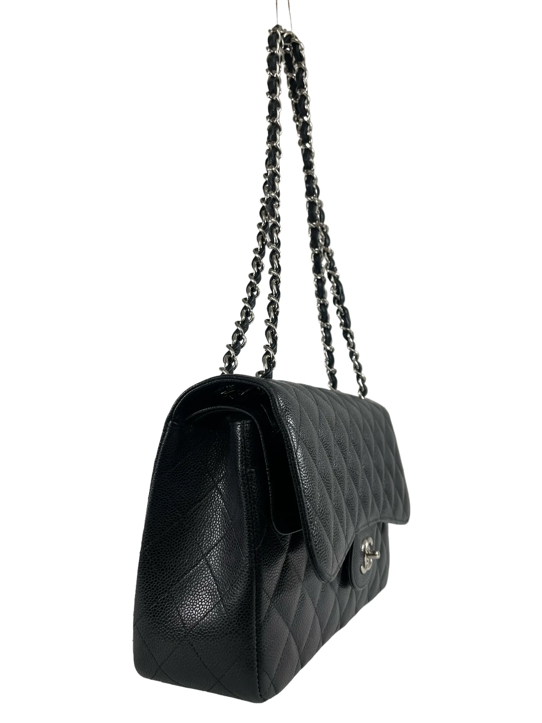 Chanel Black Caviar Leather 'Jumbo Double Flap' Bag