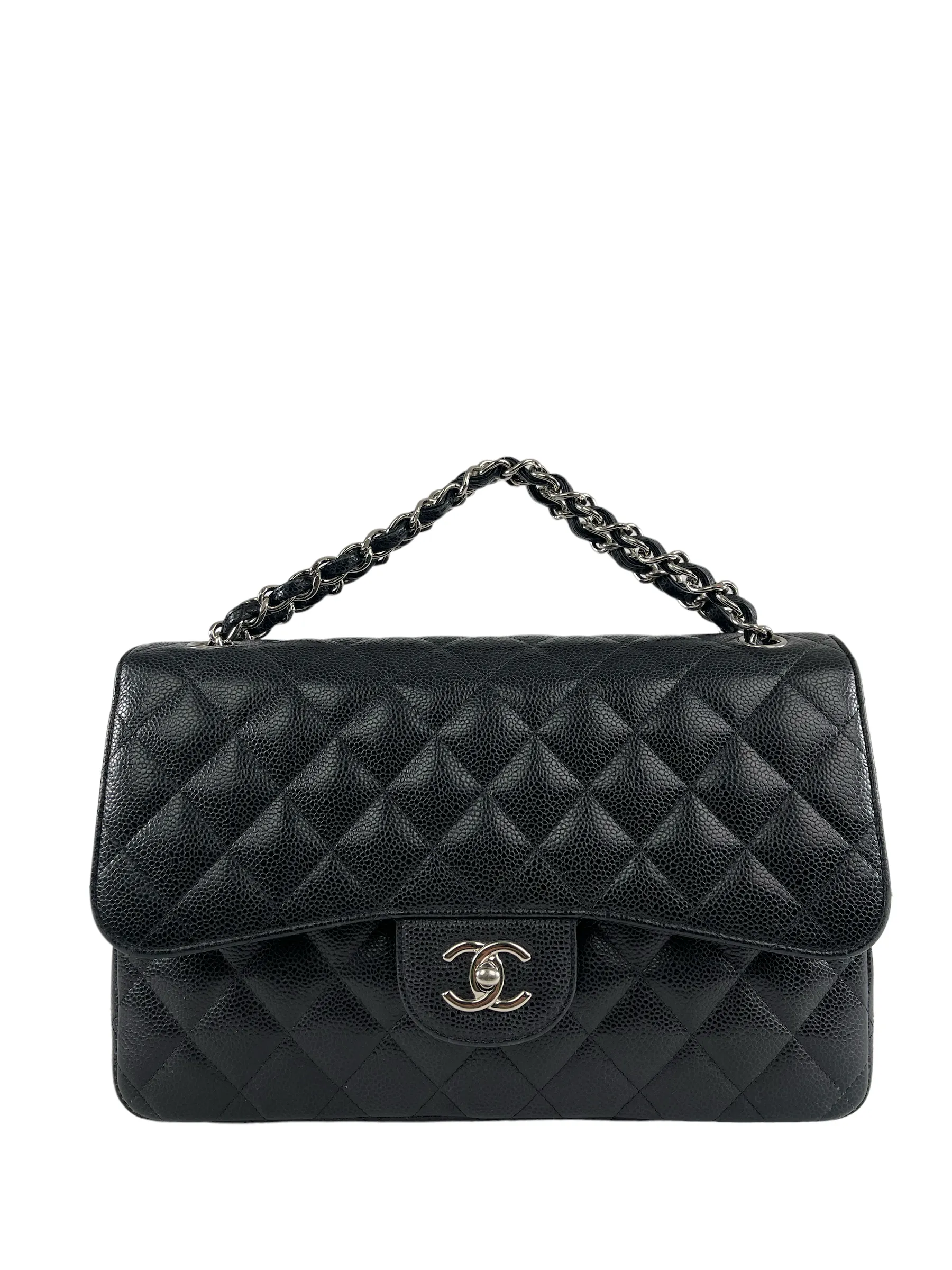 Chanel Black Caviar Leather 'Jumbo Double Flap' Bag