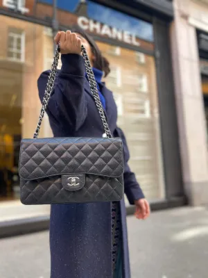 Chanel Black Caviar Leather 'Jumbo Double Flap' Bag