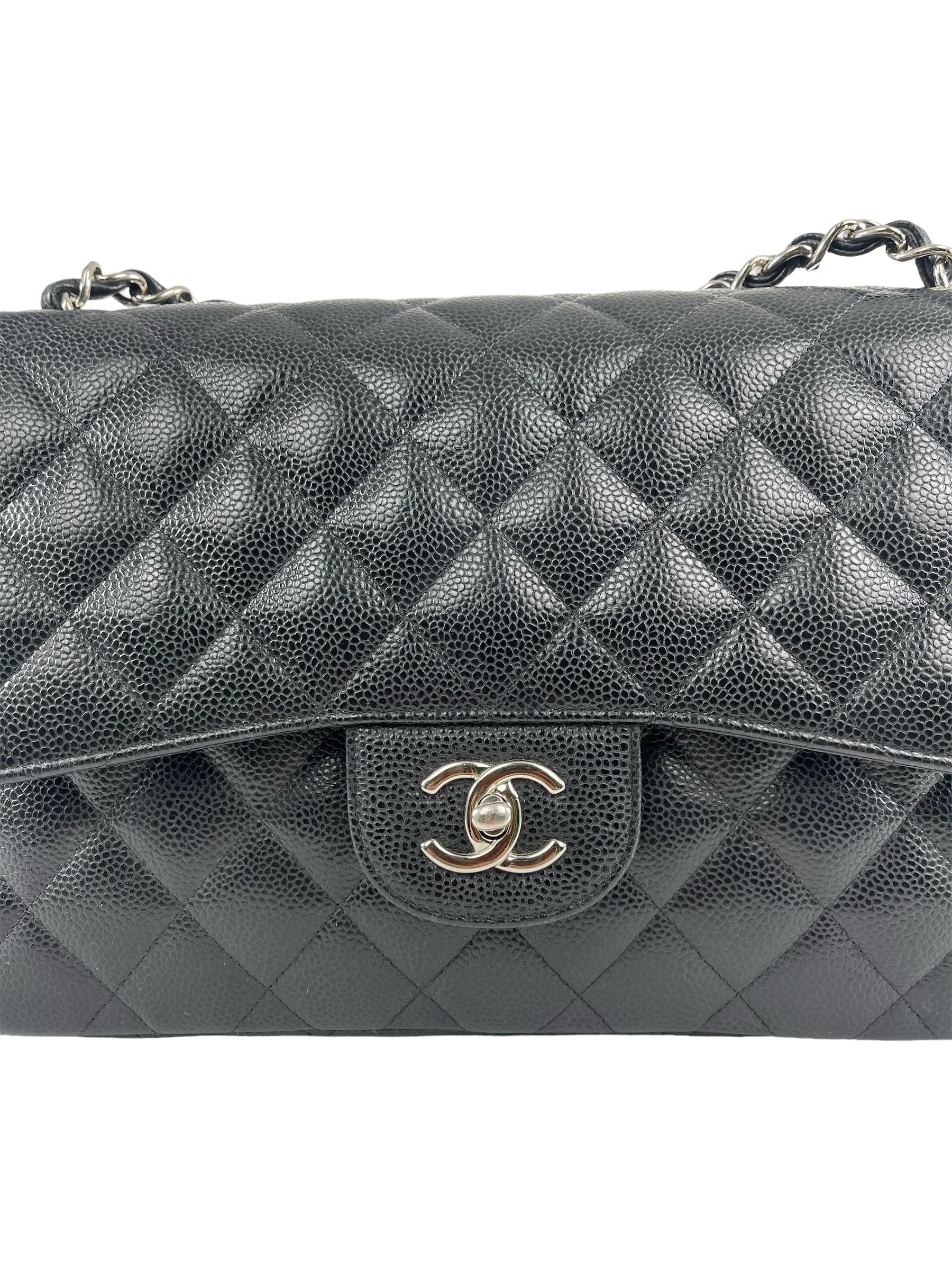 Chanel Black Caviar Leather 'Jumbo Double Flap' Bag