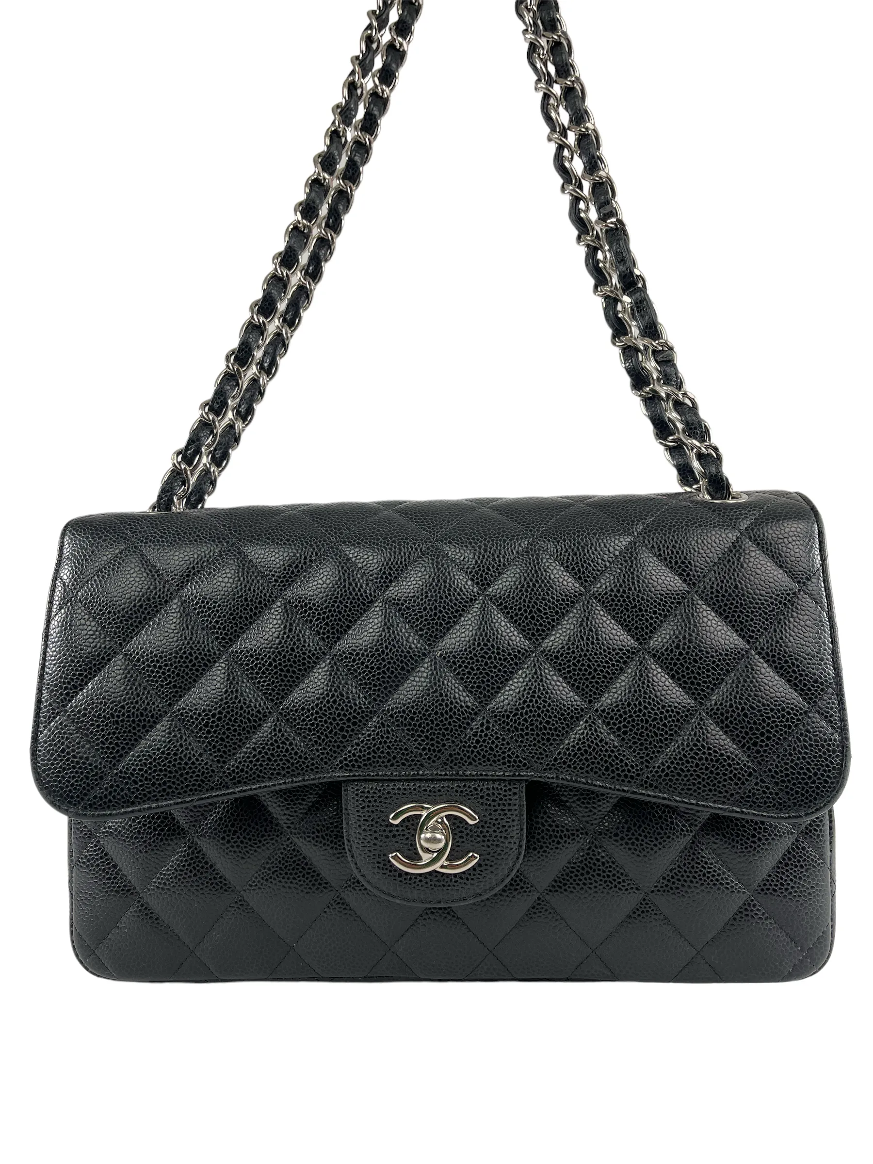 Chanel Black Caviar Leather 'Jumbo Double Flap' Bag