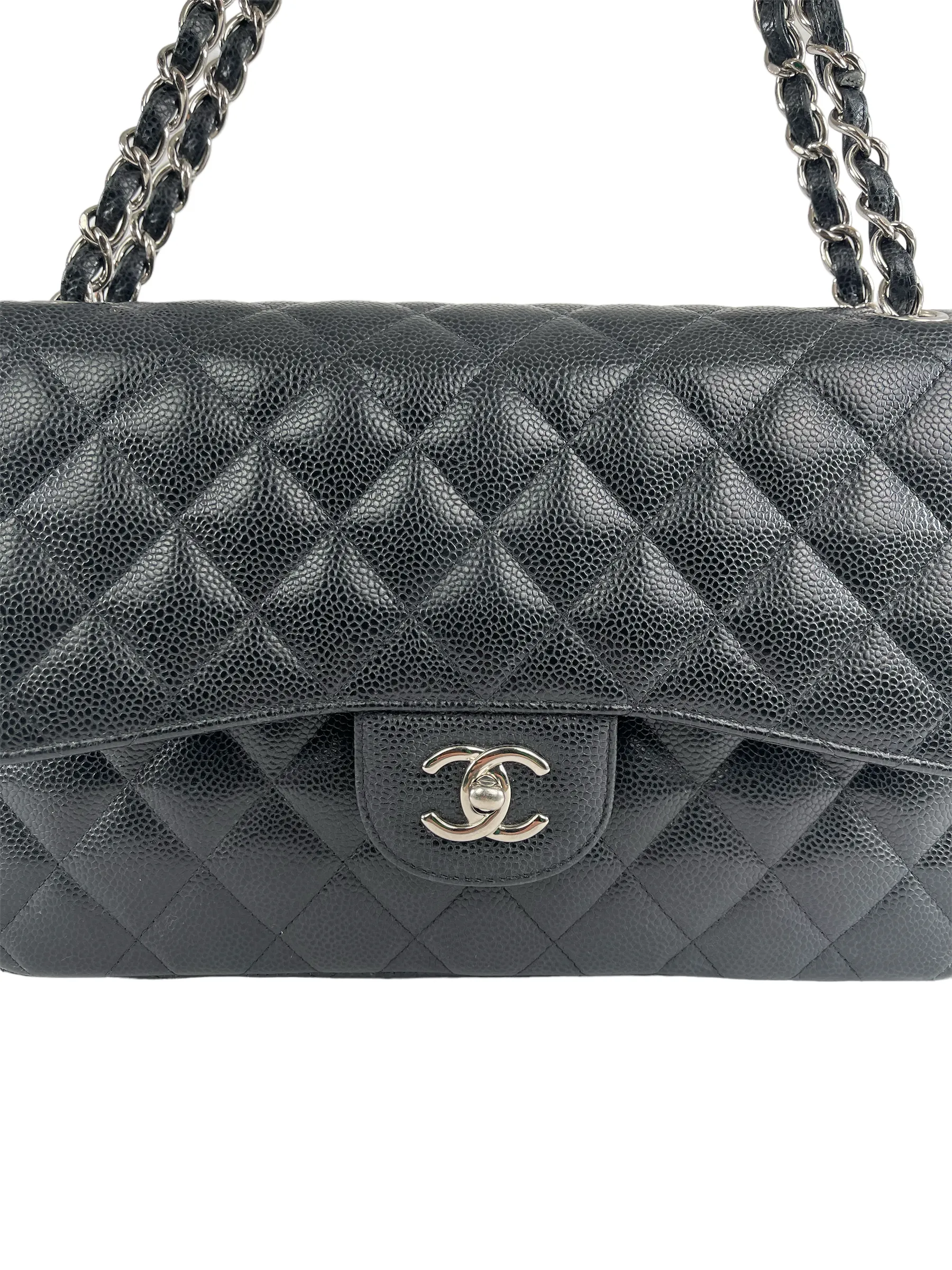 Chanel Black Caviar Leather 'Jumbo Double Flap' Bag