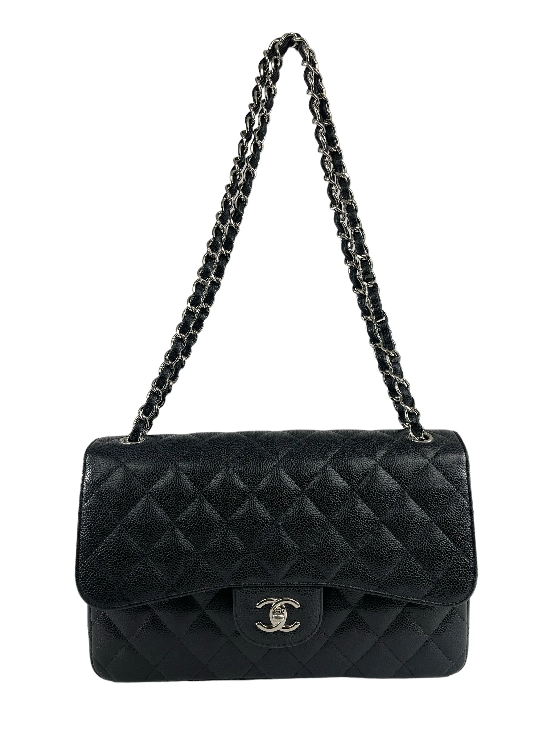 Chanel Black Caviar Leather 'Jumbo Double Flap' Bag