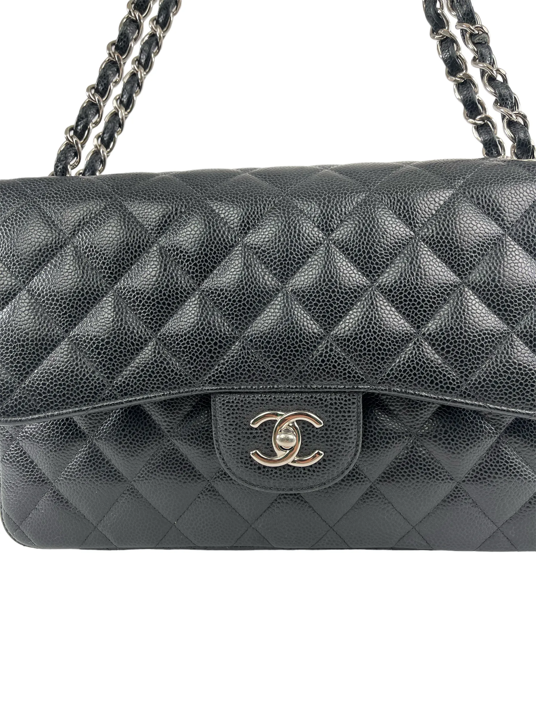 Chanel Black Caviar Leather 'Jumbo Double Flap' Bag