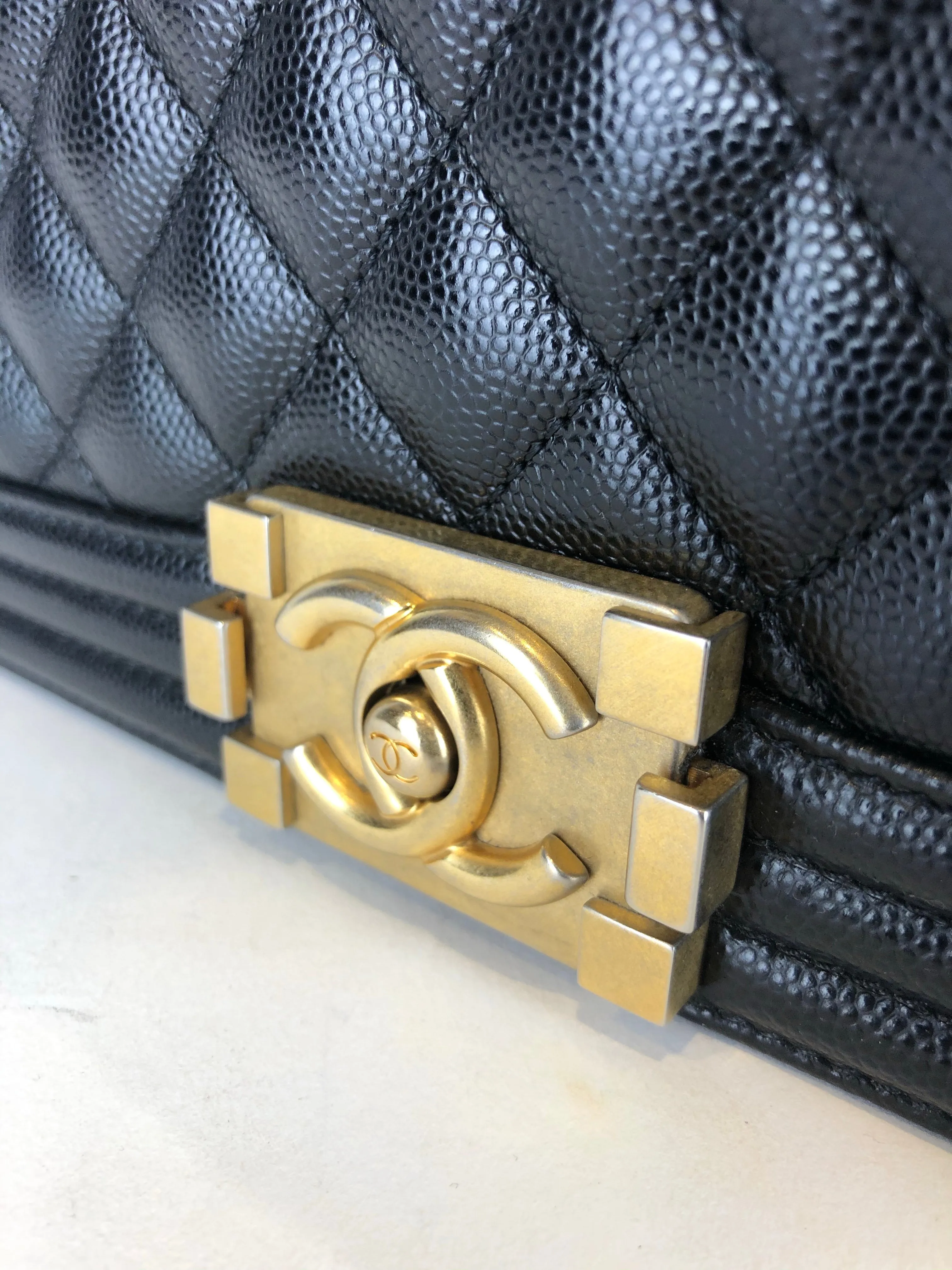 Chanel Black Caviar Leather "Boy Bag - As Seen on Instagram