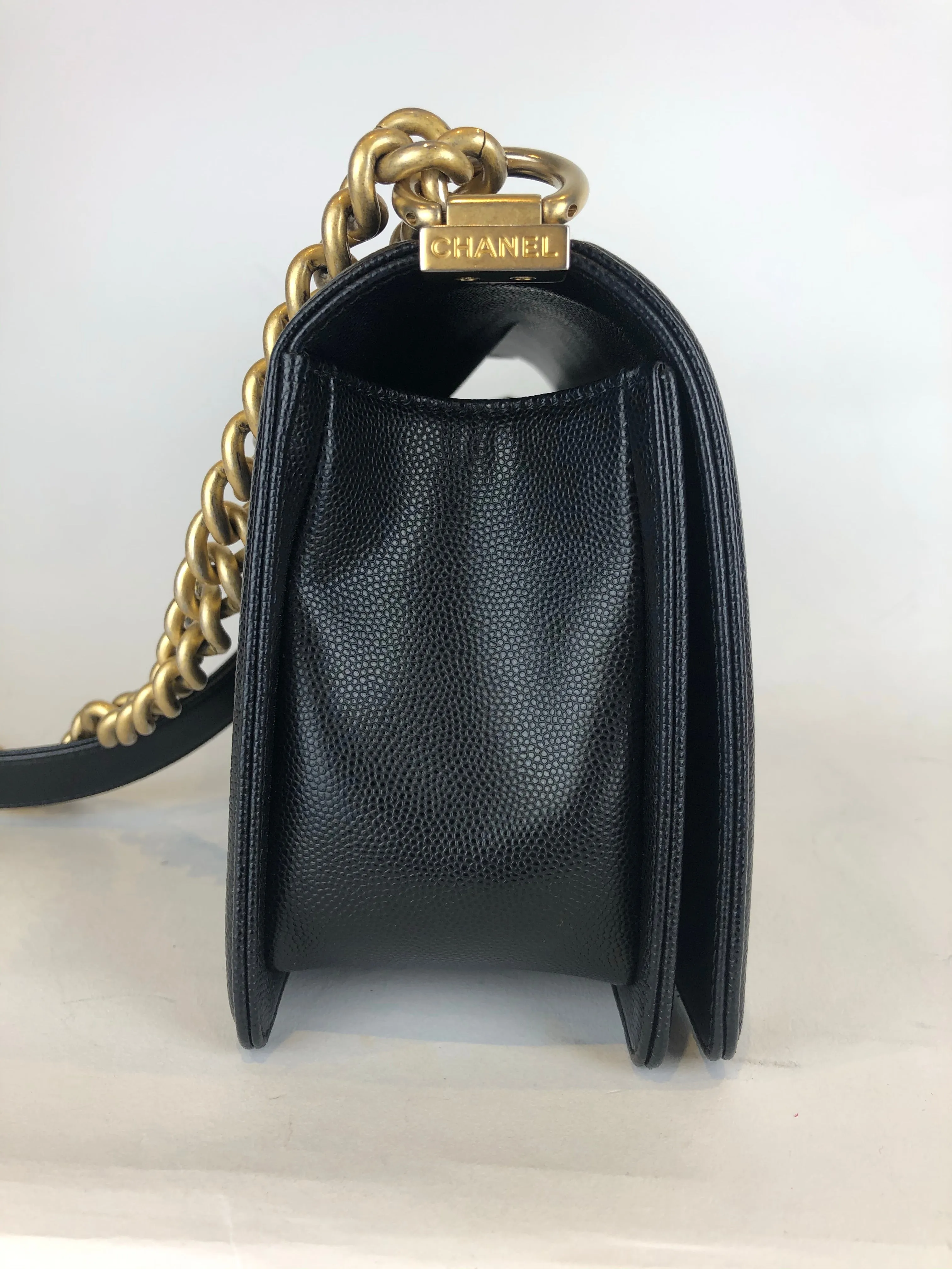 Chanel Black Caviar Leather "Boy Bag - As Seen on Instagram