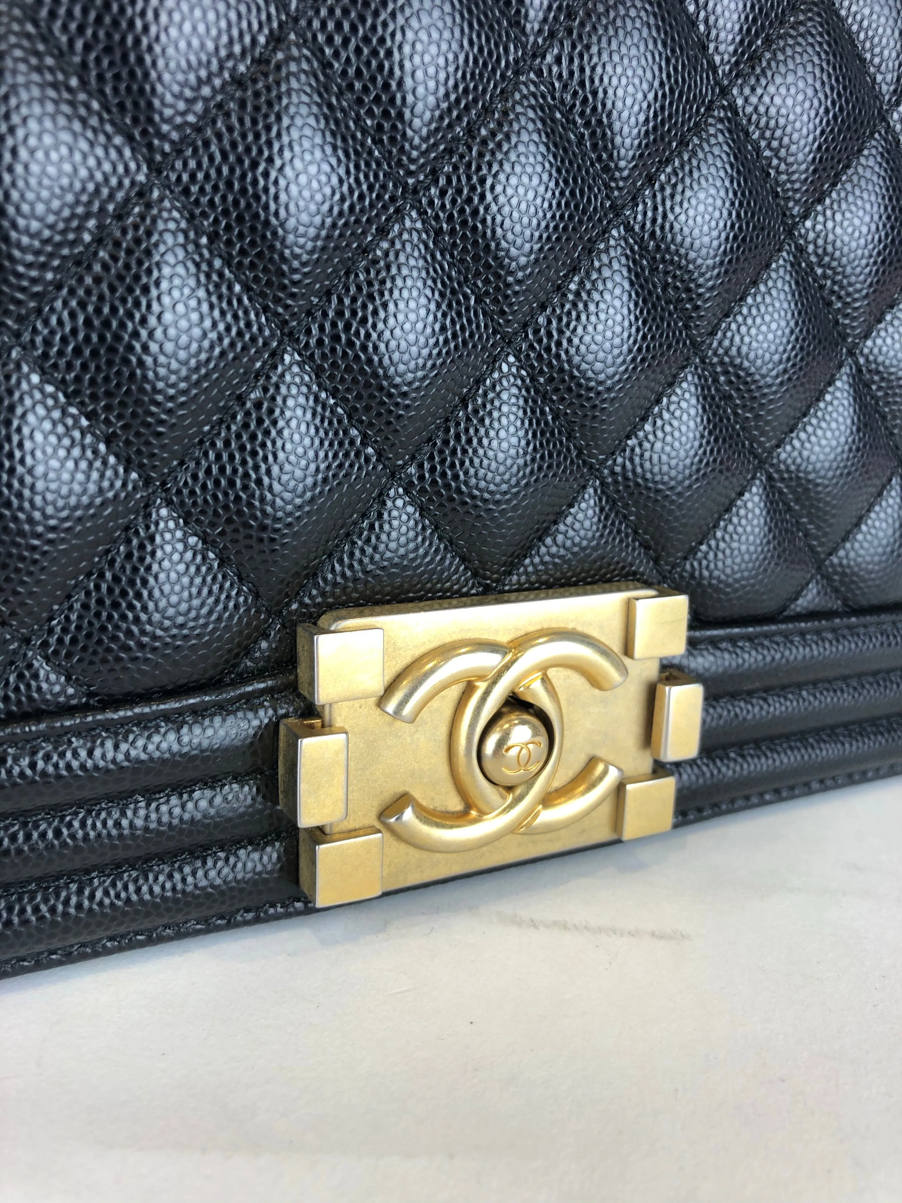 Chanel Black Caviar Leather "Boy Bag - As Seen on Instagram