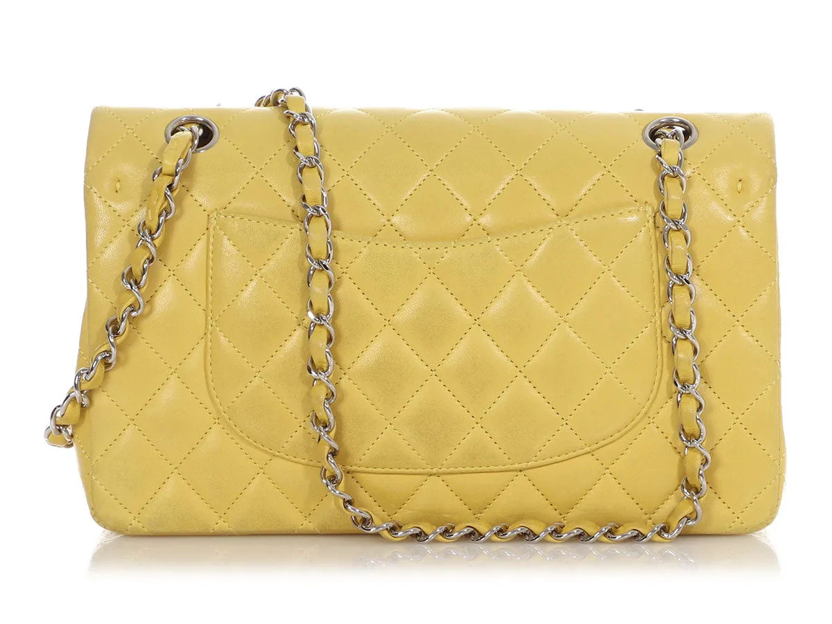 Chanel Medium/Large Yellow Quilted Lambskin Classic Double Flap