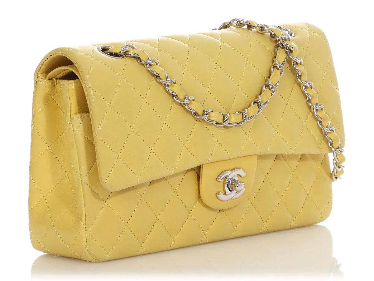 Chanel Medium/Large Yellow Quilted Lambskin Classic Double Flap