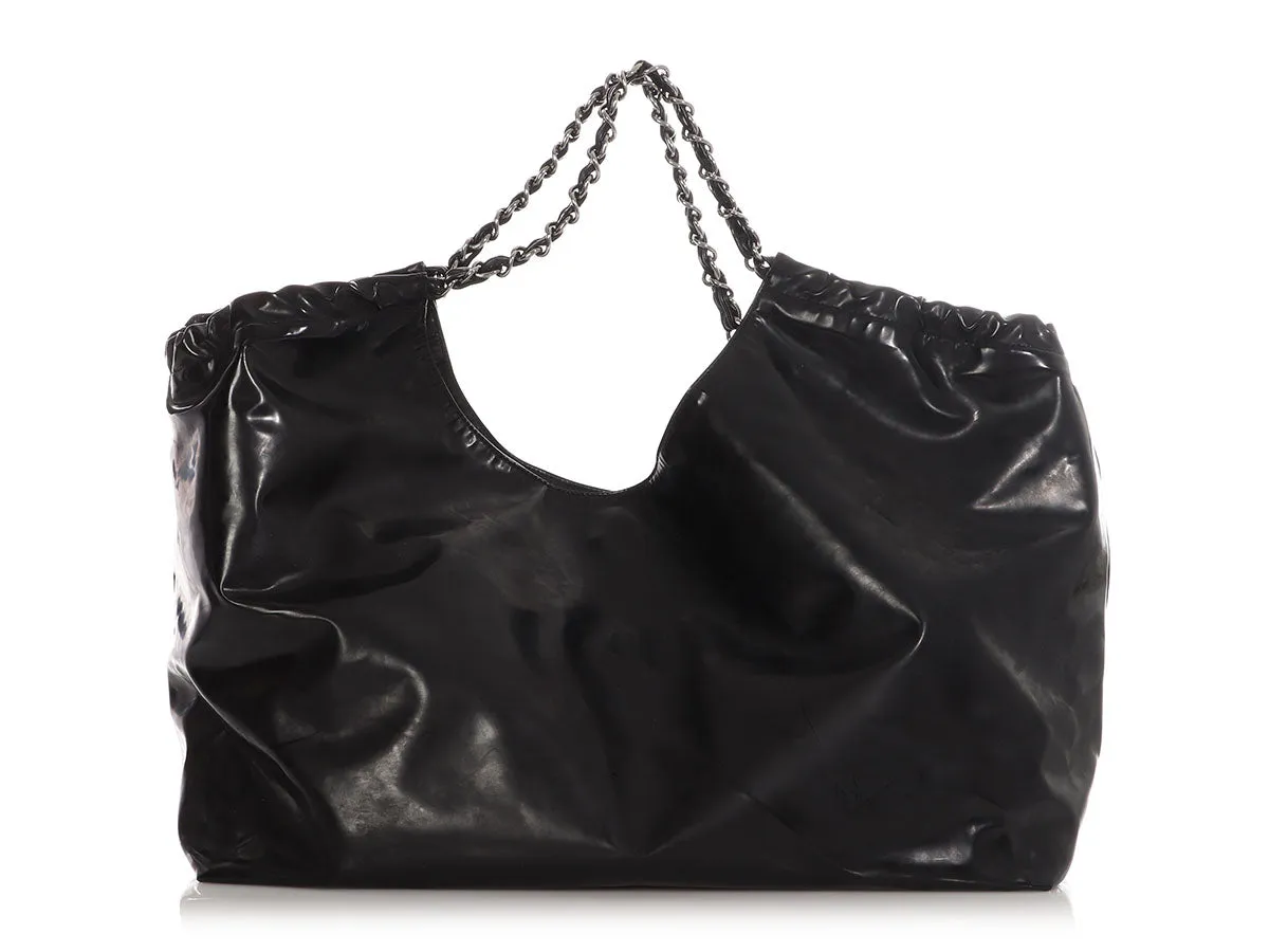 Chanel XL Black Vinyl Coco Cabas Tote