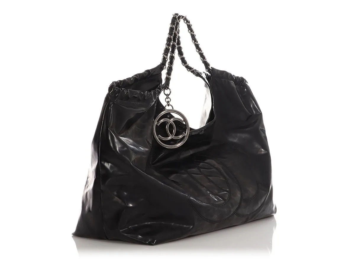 Chanel XL Black Vinyl Coco Cabas Tote