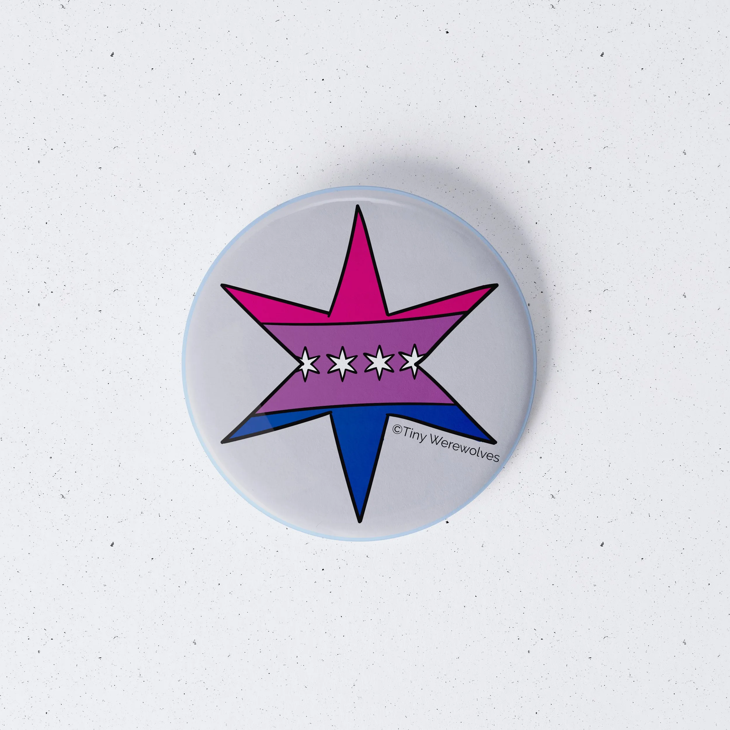 Chicago Star Bisexual Pride Flag 1" Mini Button Pin