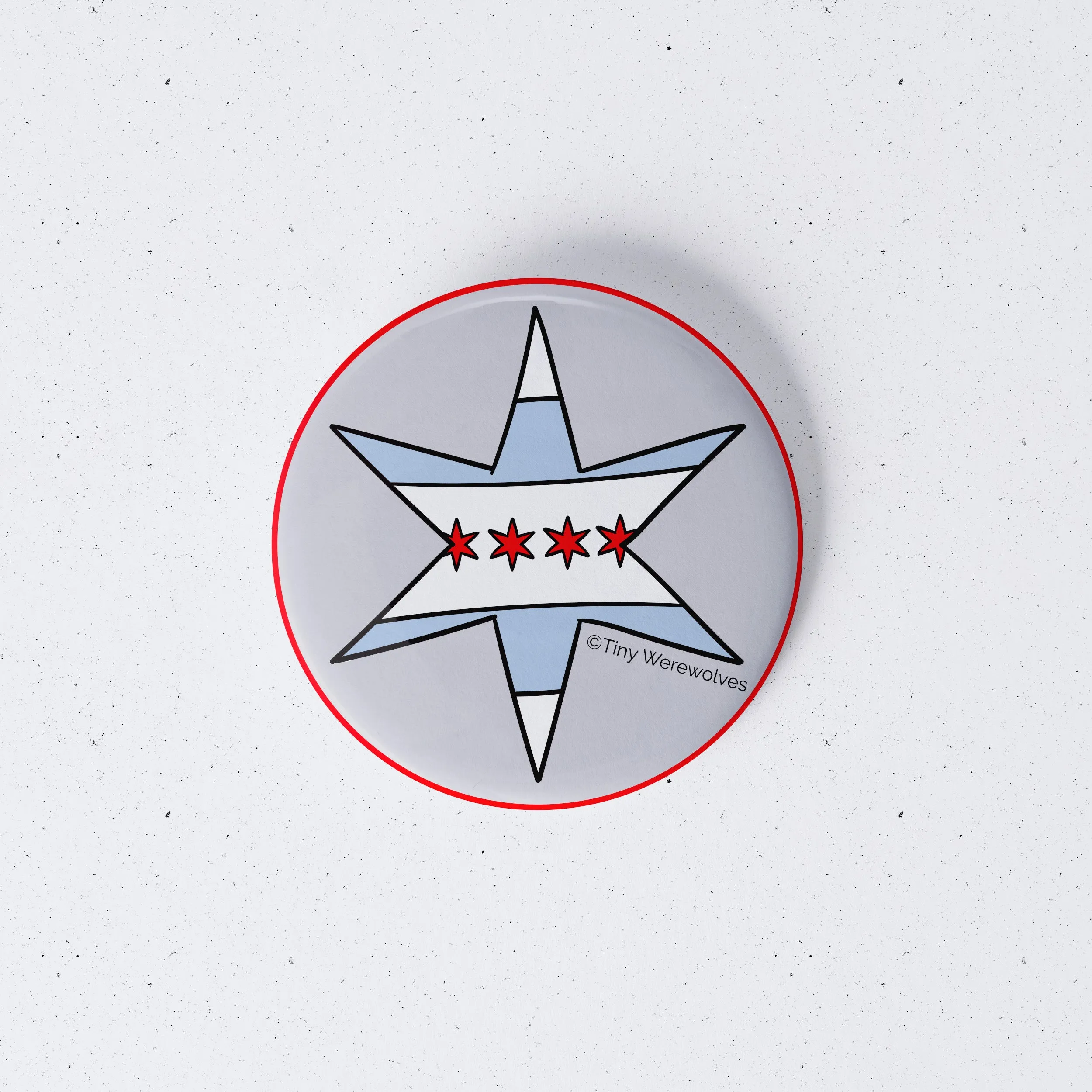 Chicago Star Flag 1" Mini Button Pin