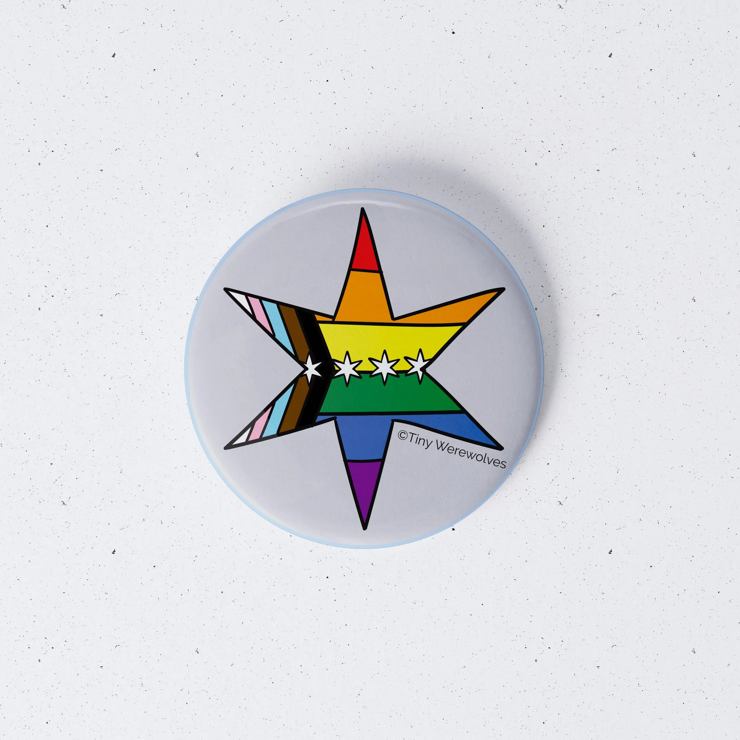 Chicago Star Progressive Rainbow Pride Flag 1" Mini Button Pin