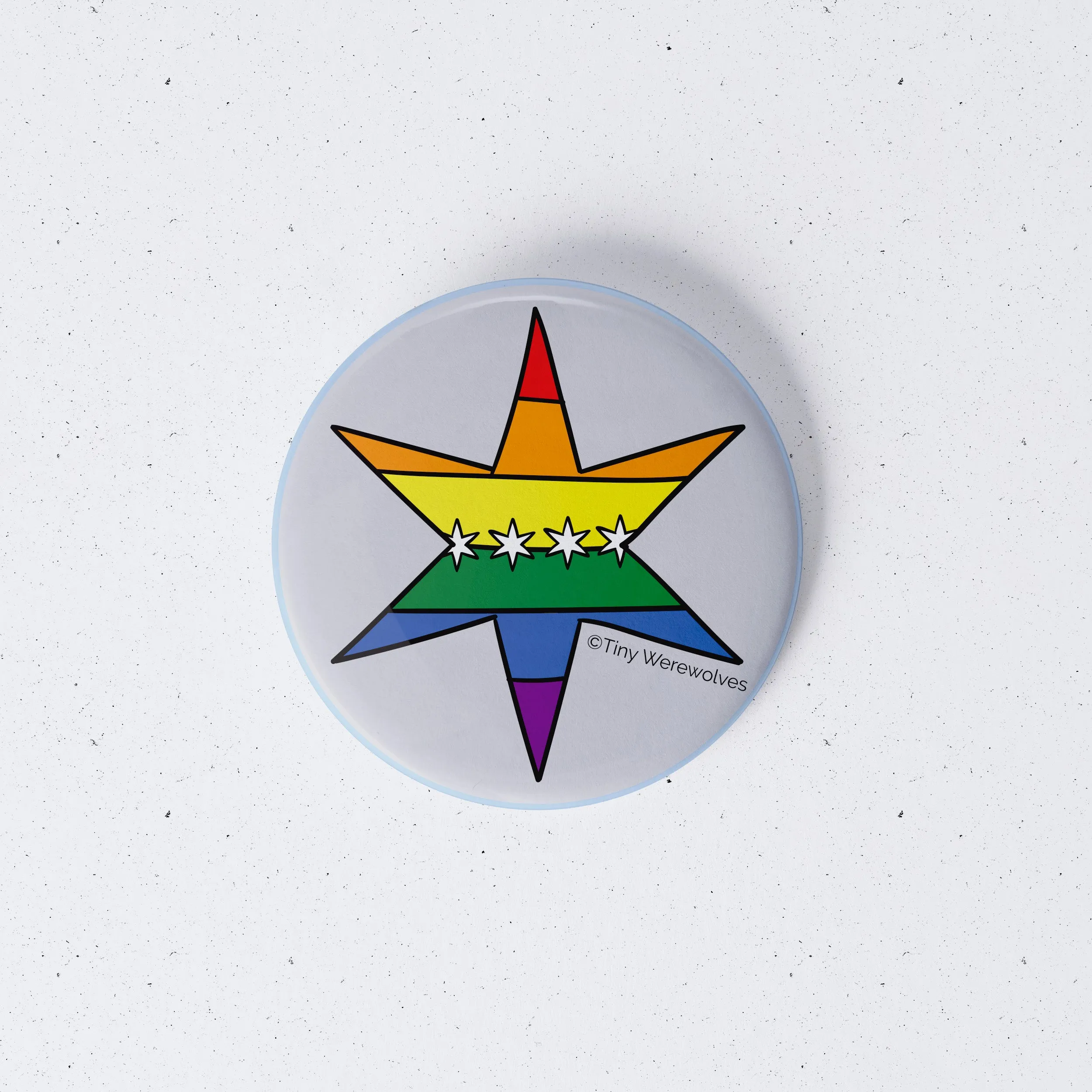 Chicago Star Rainbow Pride Flag 1" Mini Button Pin