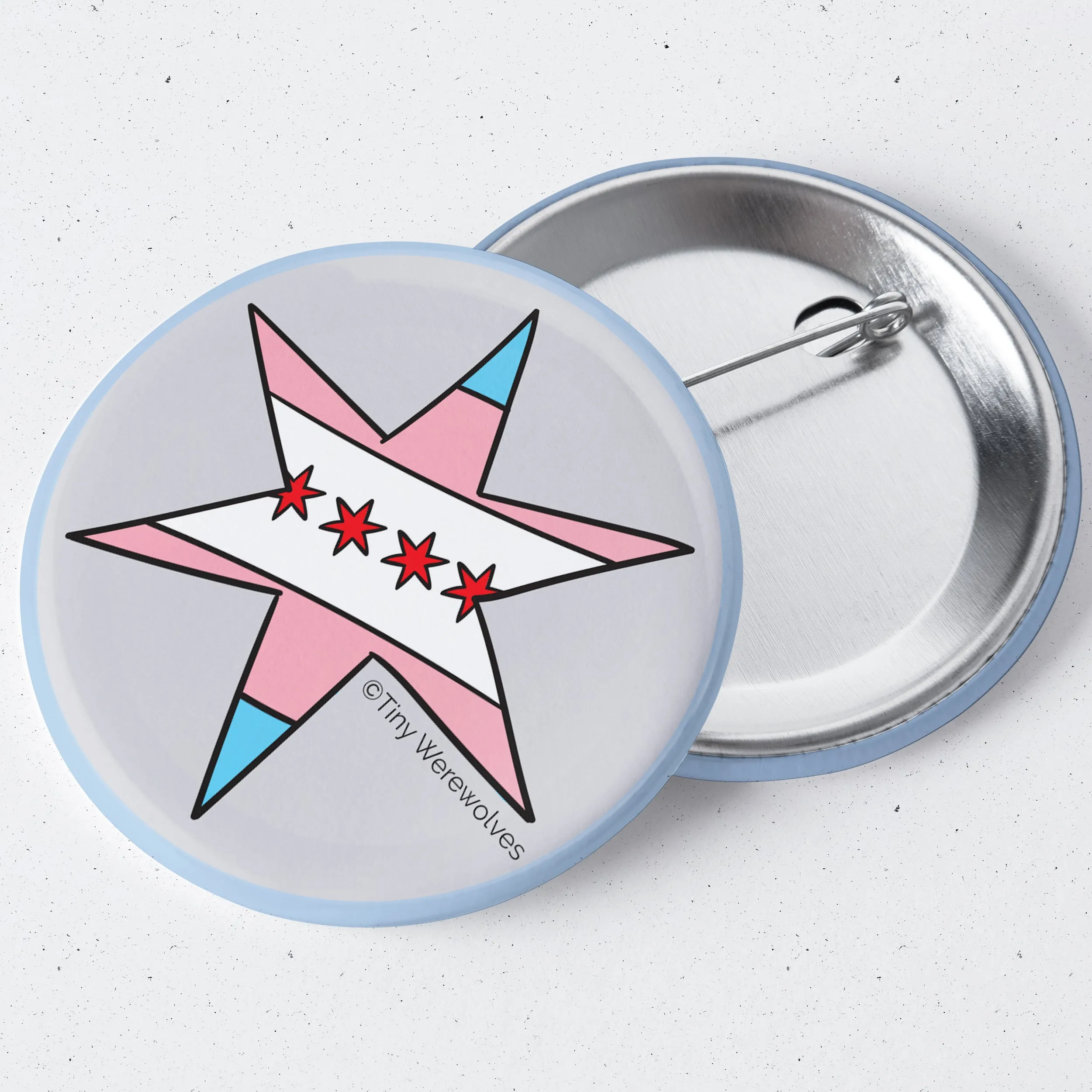 Chicago Star Transgender Pride Flag 1.75" Button Pin