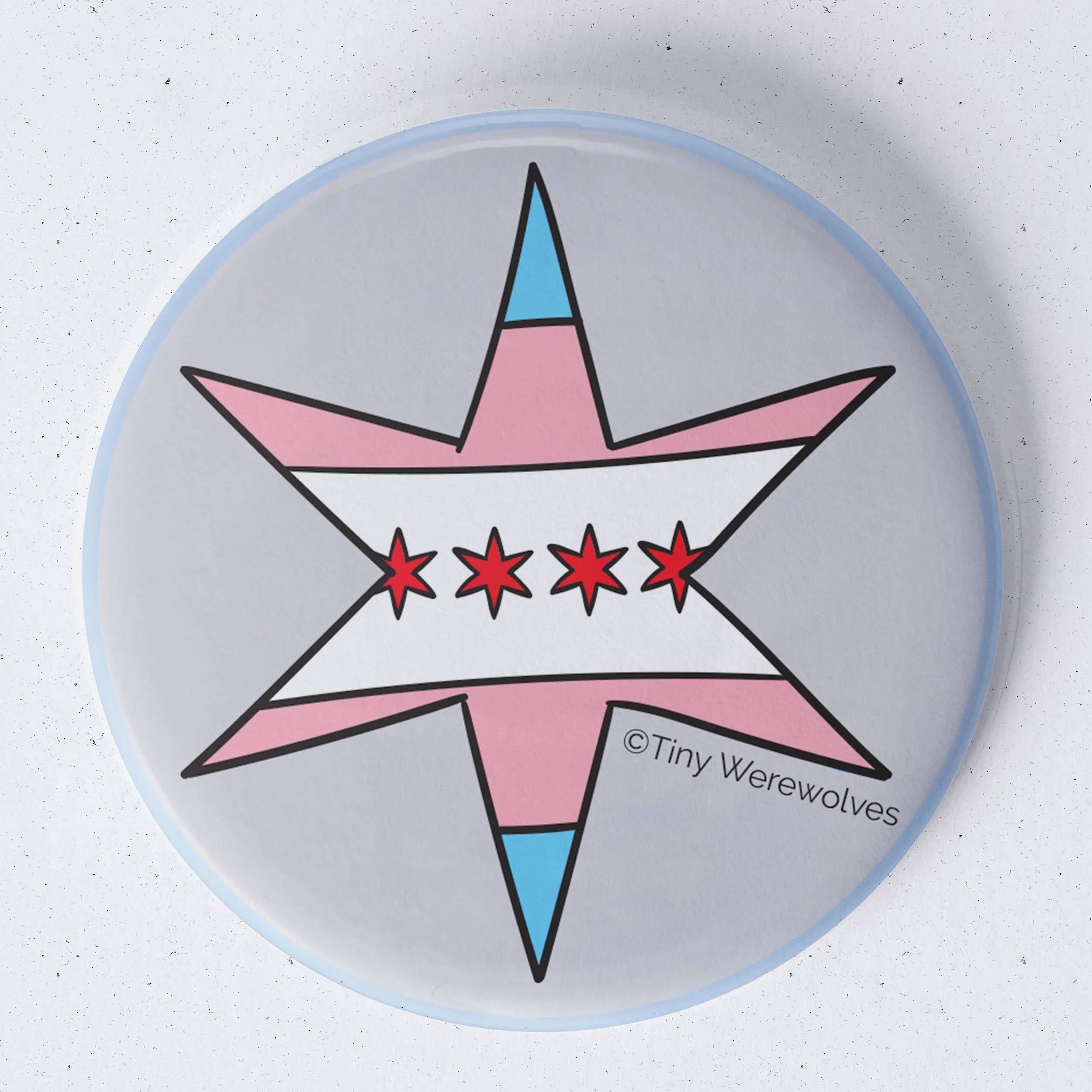 Chicago Star Transgender Pride Flag 1.75" Button Pin