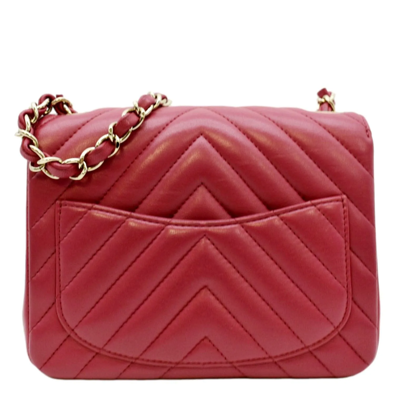 CL Mini Flap Quilted Chevron Leather Crossbody Bag Red