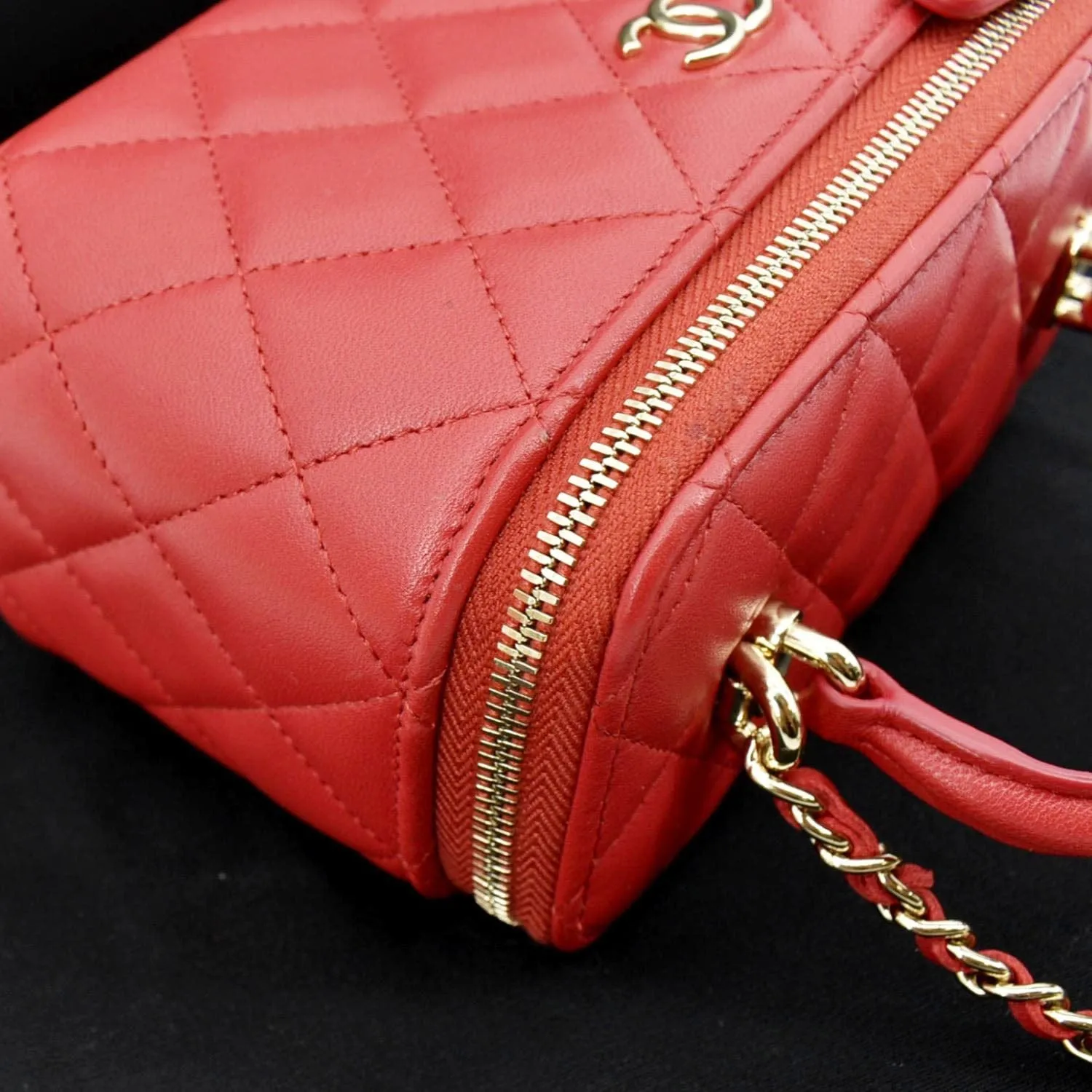 CL Vanity Case Quilted Leather Crossbody Bag Red