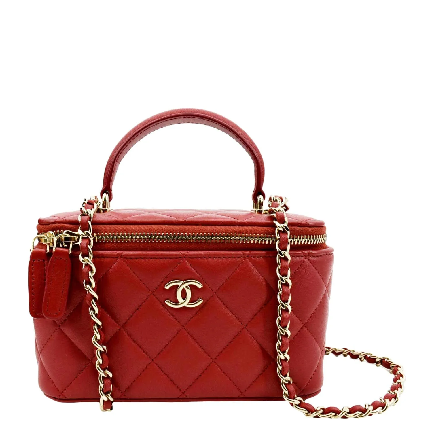 CL Vanity Case Quilted Leather Crossbody Bag Red