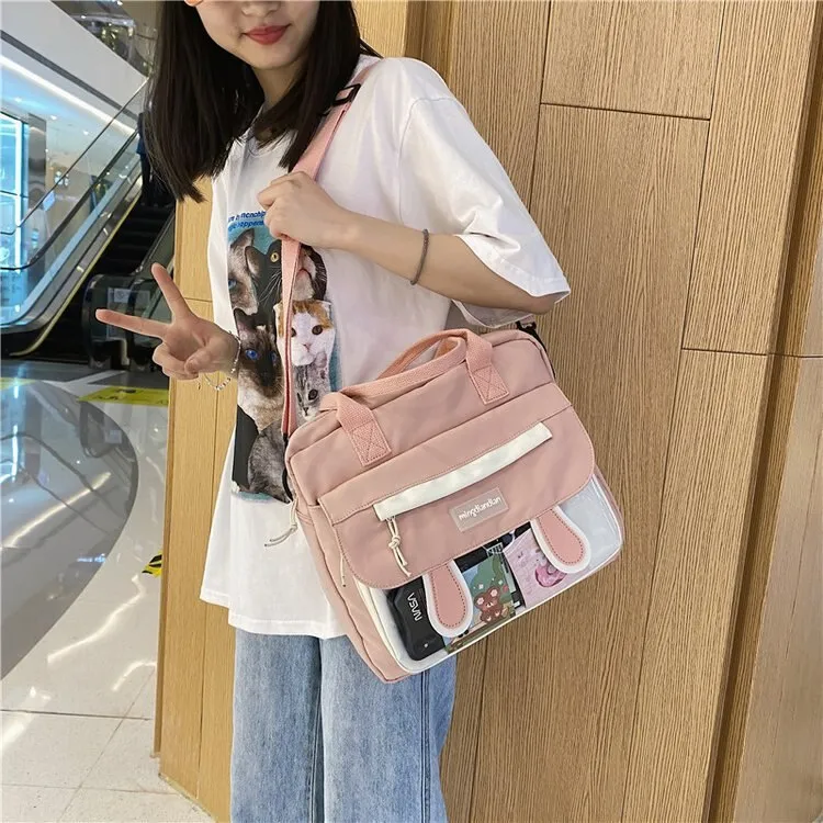 deanwangkt  Japanese Style Big Nylon Bag Women Cute Bunny Ears Crossbody Bag Women Handbags School Student Book Bag Satchels Shoulder Bag