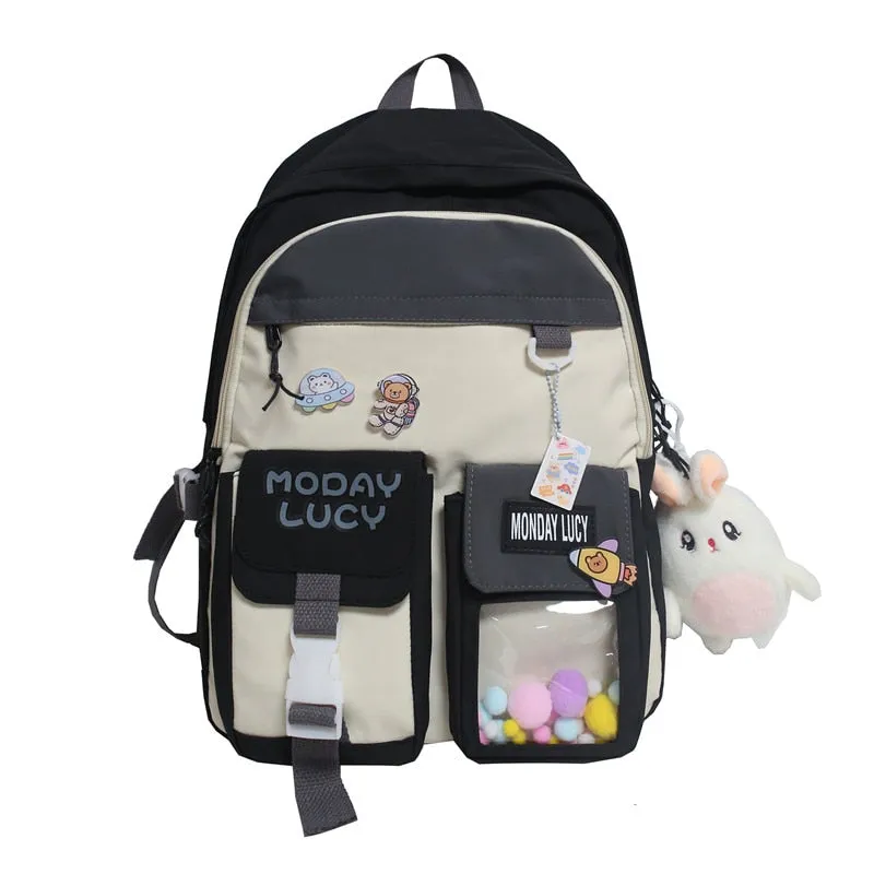 deanwangkt Women Cute Backpack High Capacity Female Harajuku School Bag College Lady Kawaii Cartoons Backpack Fashion Book Girl Bag Student