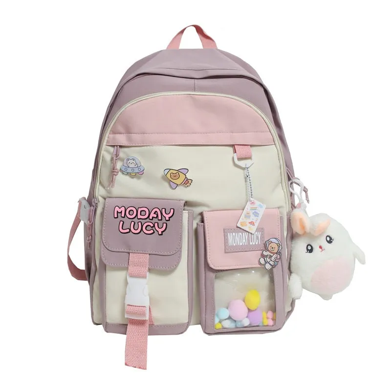 deanwangkt Women Cute Backpack High Capacity Female Harajuku School Bag College Lady Kawaii Cartoons Backpack Fashion Book Girl Bag Student