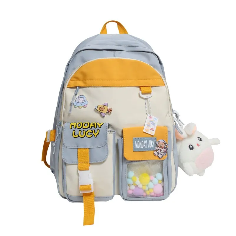 deanwangkt Women Cute Backpack High Capacity Female Harajuku School Bag College Lady Kawaii Cartoons Backpack Fashion Book Girl Bag Student