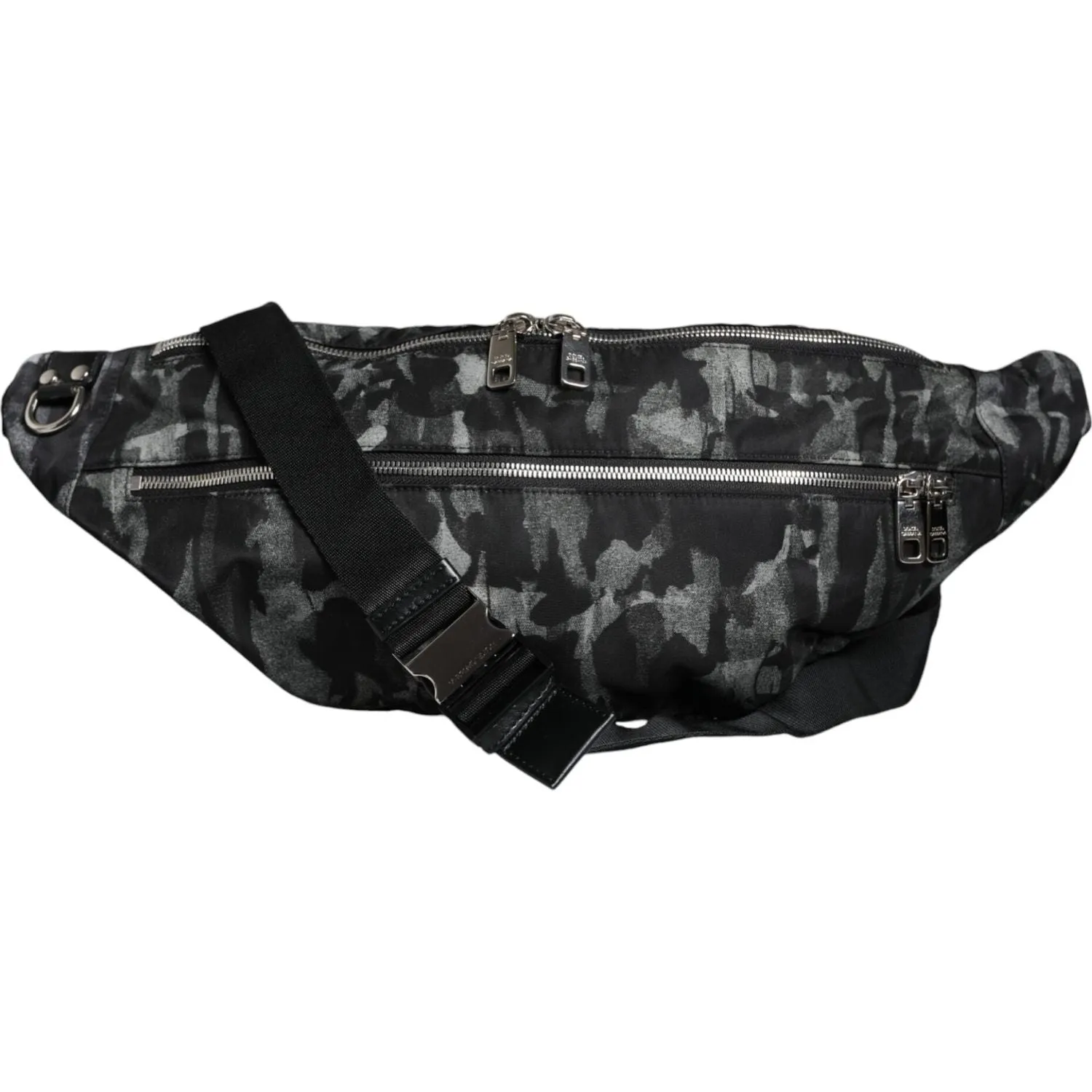 Dolce & Gabbana Black Leopard Fabric Belt Waist Fanny Pack Bag