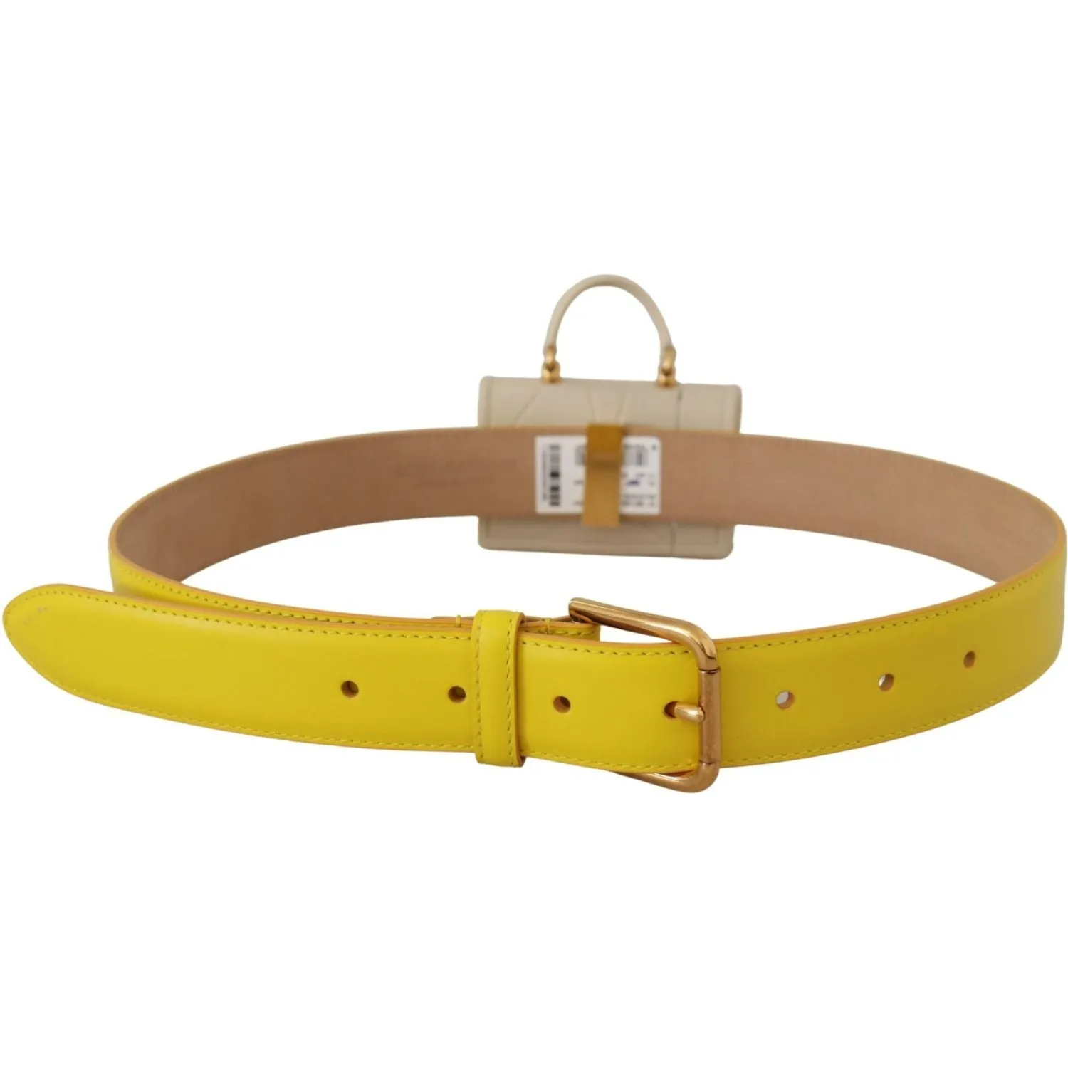 Dolce & Gabbana Chic Yellow Leather Belt with Headphone Case