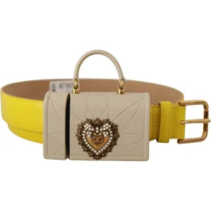 Dolce & Gabbana Chic Yellow Leather Belt with Headphone Case