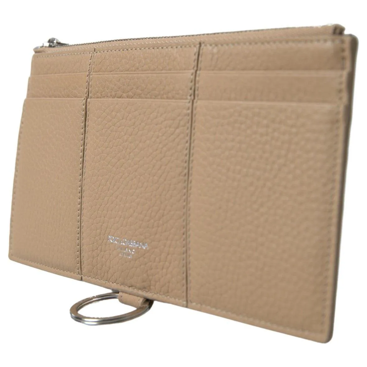 Dolce & Gabbana Elegant Beige Leather Wallet with Detachable Strap